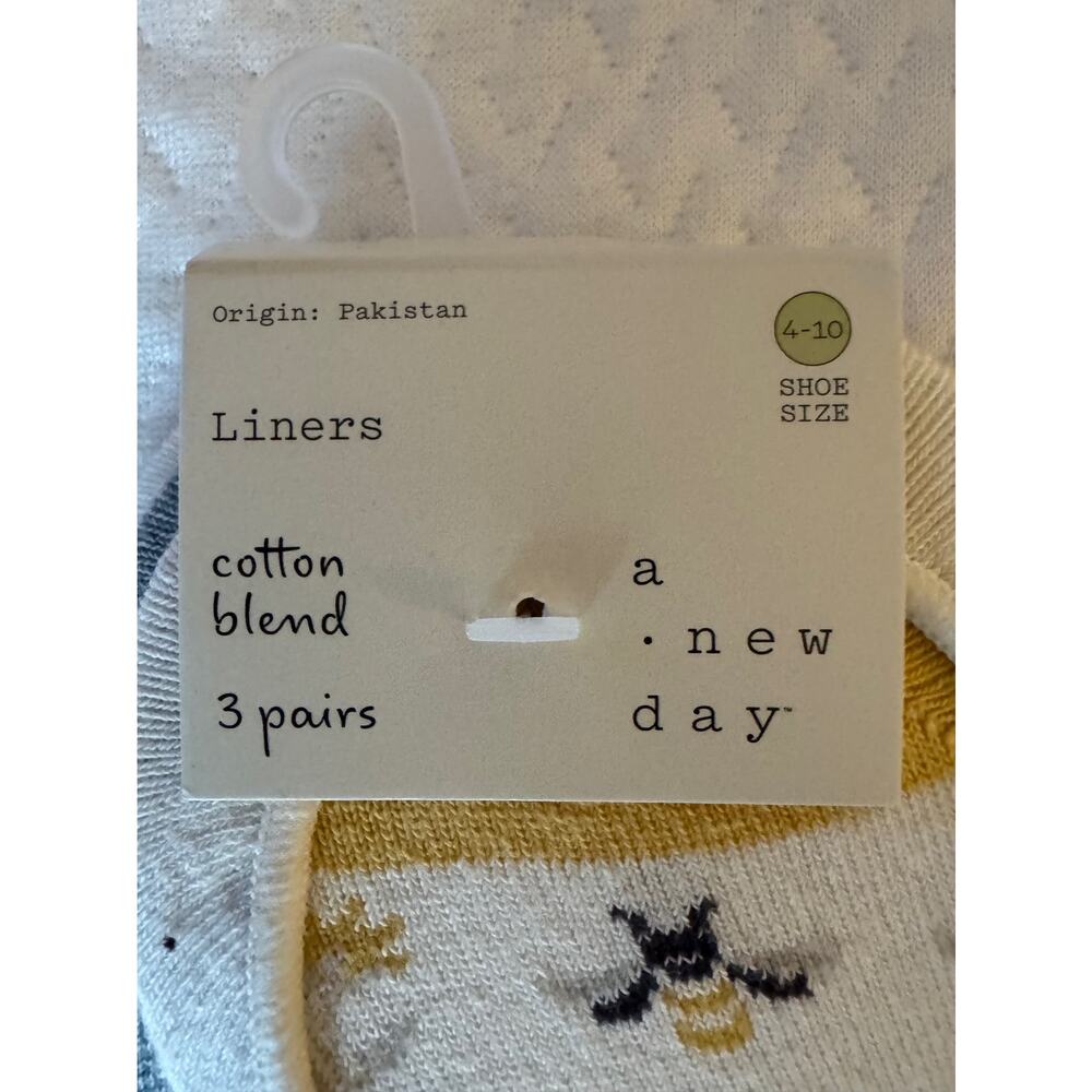 A New Day Unisex No-Show Socks 4-10 Cotton Blend Cream Yellow